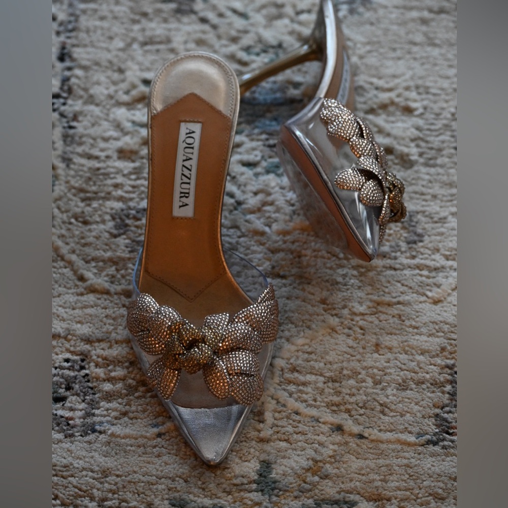 Aquazzura Golden Embellished Women's Shoes